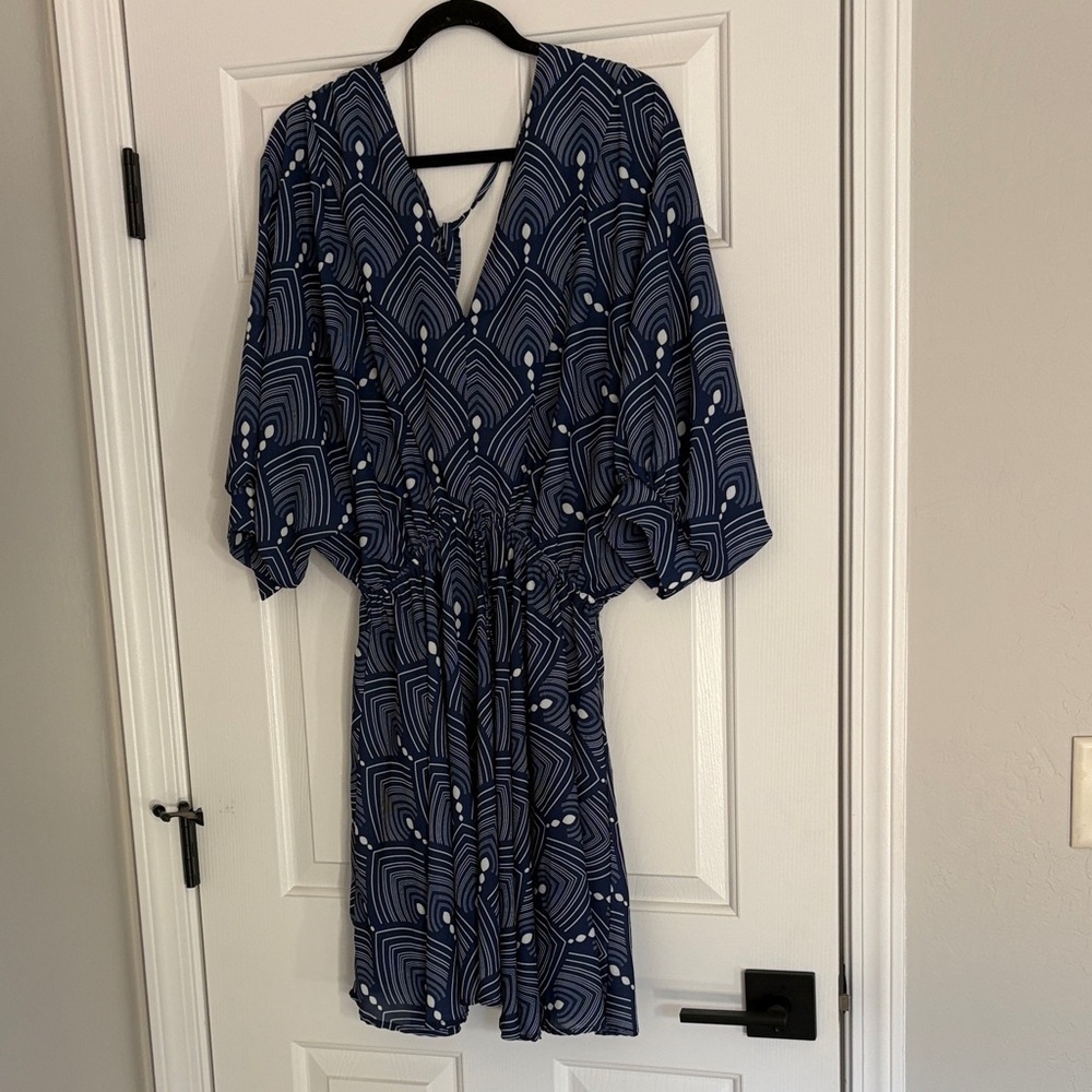 Navy Blue Patterned Dress